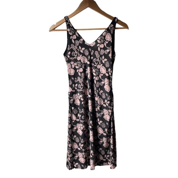 Nicole Miller collection black and pink genuine silk floral print summer dress S - Picture 6 of 6